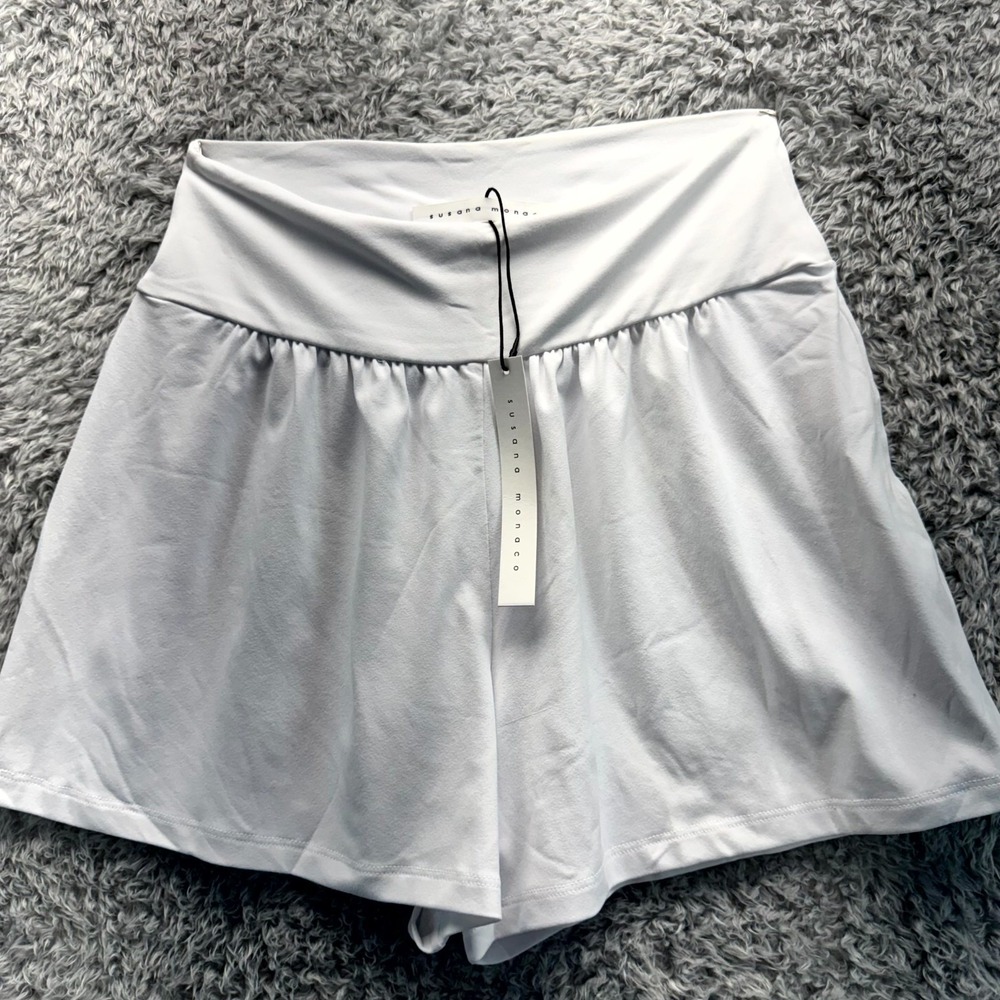 Susana Monaco Flirty Shorts Women's XS White High Crossover Waistband Running - Picture 7 of 8